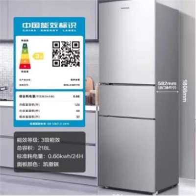 容声Ronshen/ BCD218D1IN三门直冷冰箱家用租房小户型节能省电  218L 凯撒银
